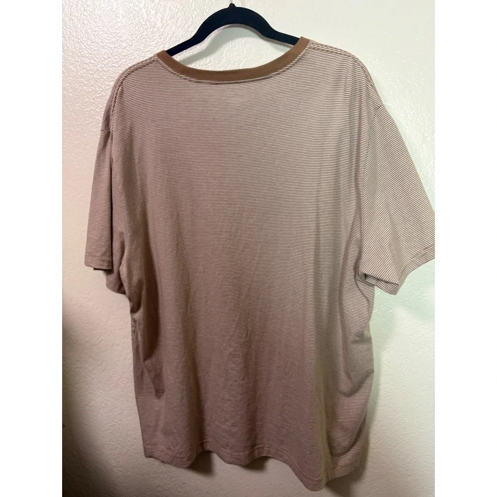 Banana Republic Mens XL Signature Midweight Striped Organic Cotton TShirt Brown